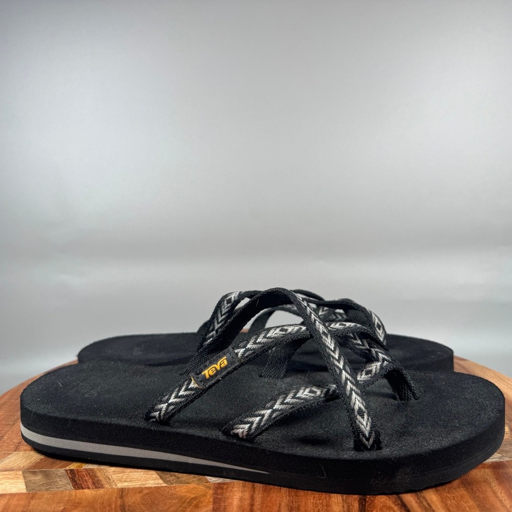 Teva Mush Mandalyn Wedge Ola 2 Black Strappy Platform Flip Flop Sandals Women 8